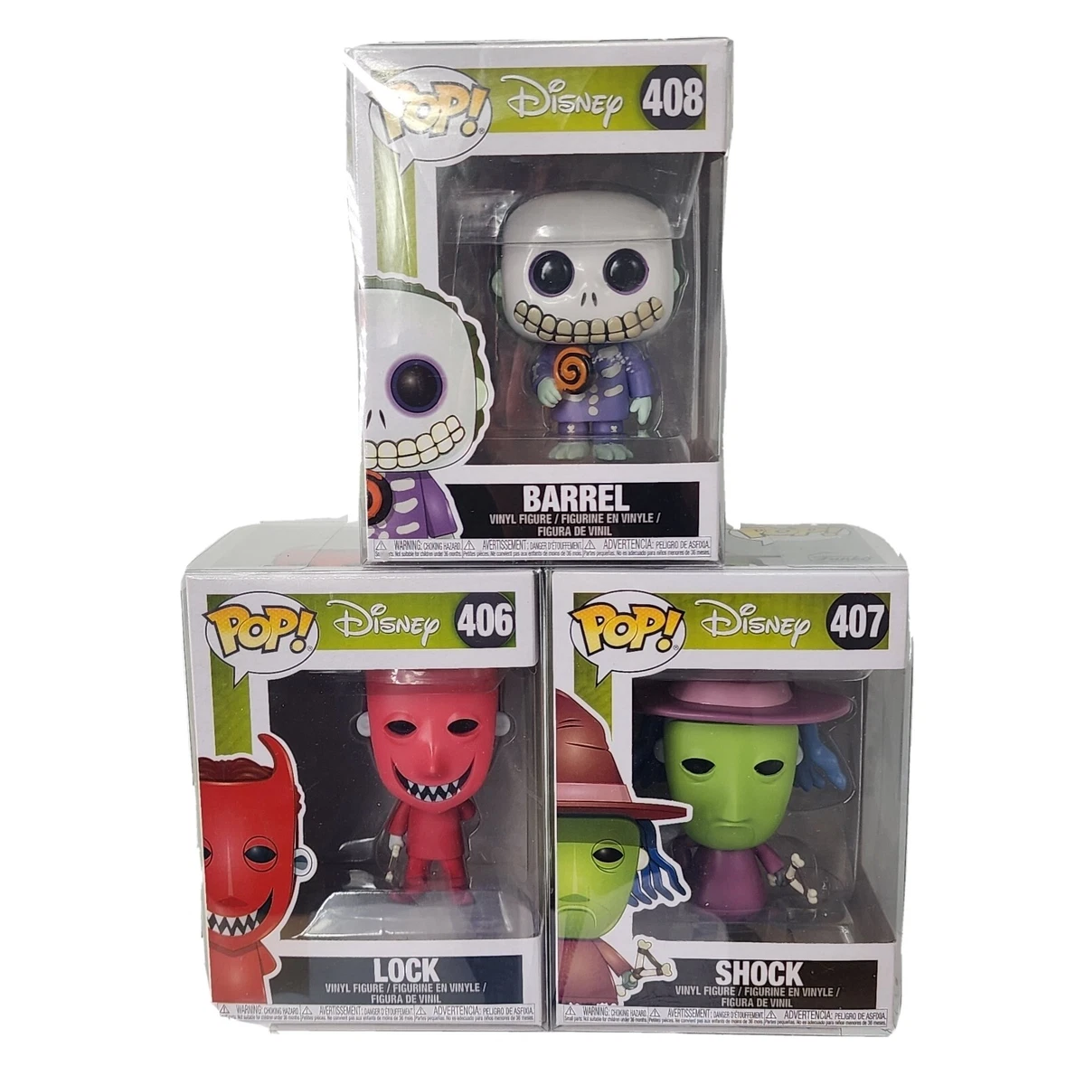 FUNKO POP! LOCK SHOCK u0026 BARREL ~ Nightmare Before Christmas (406 407 408)  Protec | eBay