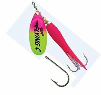 Mepps FC58TPHP-HPC Flying C 5/8 oz In-Line Spinner Treble/Single Hot Pink/Char