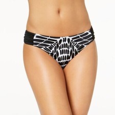 Bar III Women's Kalediscope Side-Cinch Hipster Bottoms Black White L