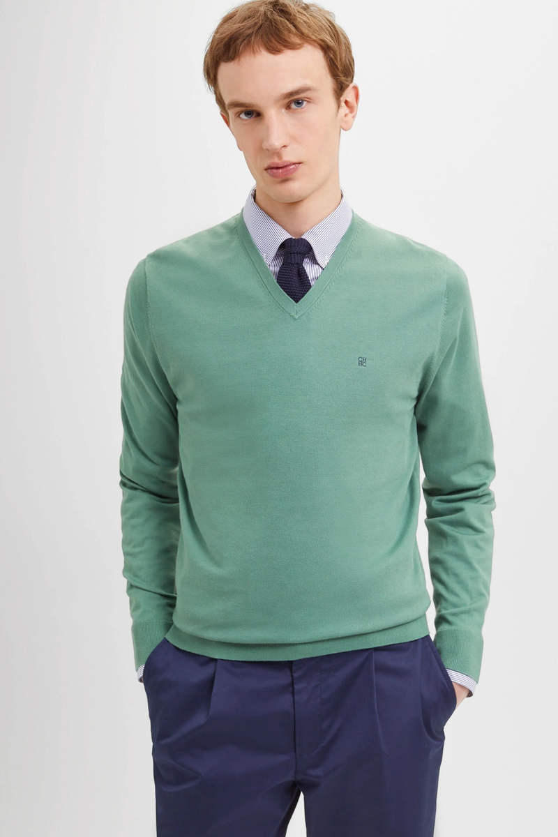 Men's Carolina Herrera V-Neck Sweater, style#91CH760305301, size L, color  Green | eBay