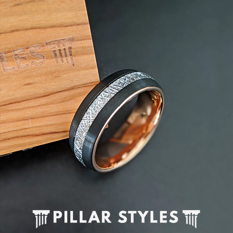 Meteorite wedding outlet ring mens