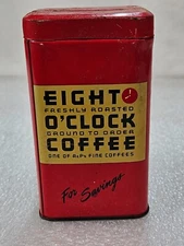Vintage A&P Eight O'clock Coffee Tin Bank in Excellent Condition