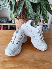 Skechers D'Lites 3.0 White Leather Trainers Chunky Sole Size 4.5