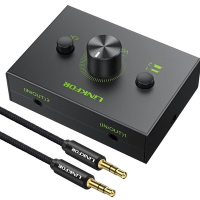 Audio Umschalter Kopfhörer Stereo Splitter Selector 3,5mm 2 Eingänge 1 Ausgang