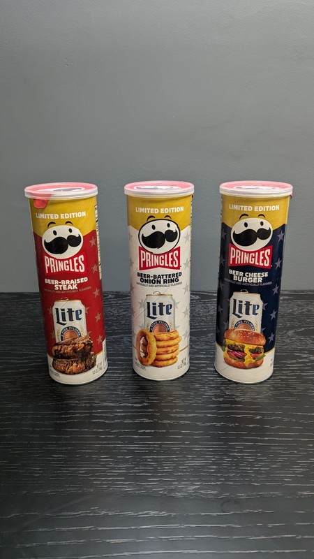 3 Pack Pringles Miller Lite - Beer Steak - Cheeseburger - Onion Ring - Limited 