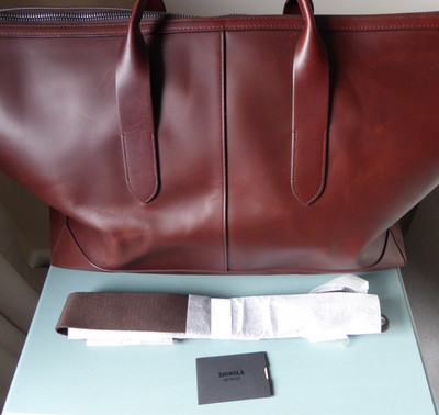 Shinola Detroit Lg. Canfield Classic Saddle Leather Holdall Duffle Bag Leather