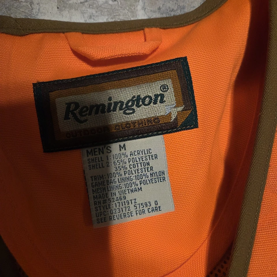 Remington Hunting Vest Orange And Tan Medium Zip Up And Pockets - Image 2 of 3