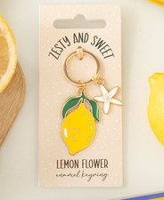 Llavero De Esmalte Flor De Limón Con Limones Y Flores - Nuevo