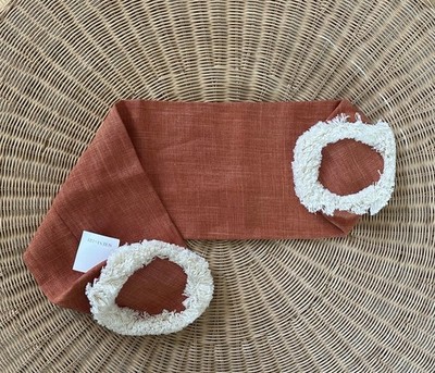 NEW Serena & Lily Bowden Bolster Pillow Cover (7 x36 x7 )-Persimmon Orange