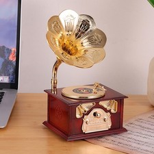 Brown Gramophone Gramophone Music Box Exquisite Clockwork Mechanical Retro M LW