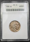1930 Buffalo Nickel - ANACS MS64 OLD SOAPBOX HOLDER! - Ships Free!