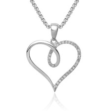 925 Sterling Silver Diamond Heart Necklace