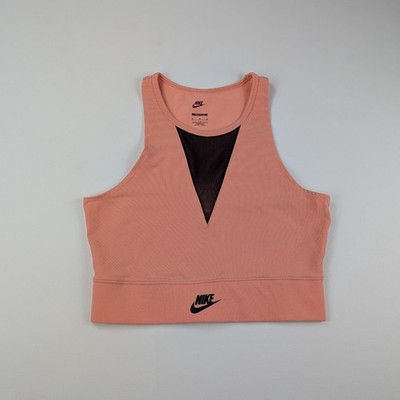 Nike Crop Top Sport BH Gr. M Pink Peach Mesh Activewear Streetwear Fitness