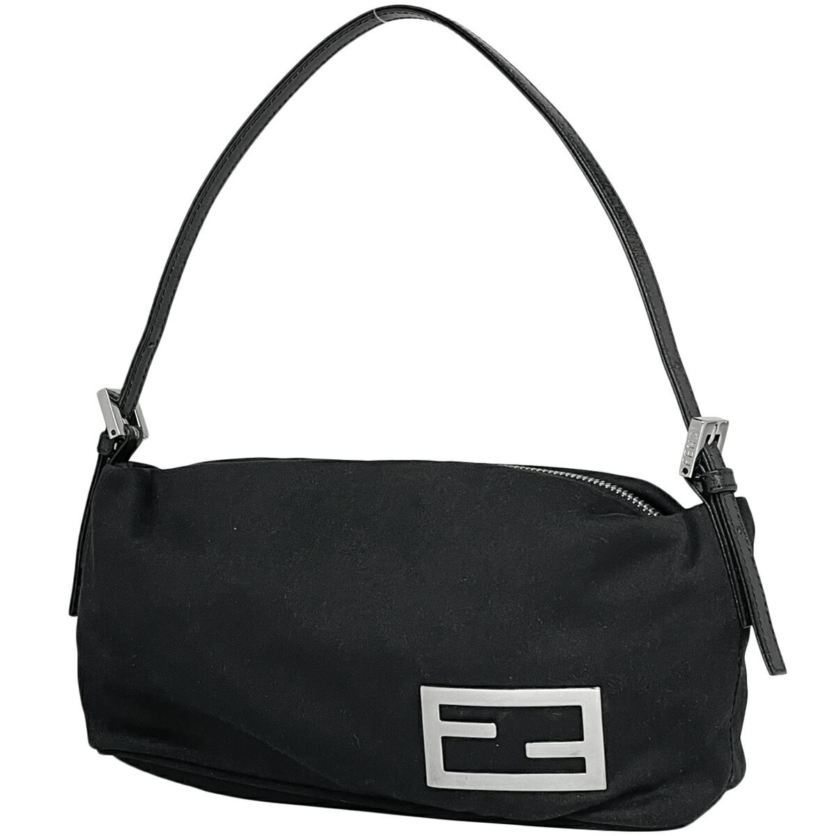 Fendi Logo Shoulder Bag One Handbag Fabric Black Women Used Fendi Logo Shoulder Bag One Handbag Fabric Black Women Used