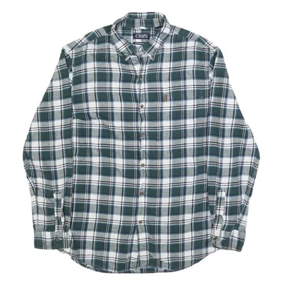 CHAPS Hommes Vert et Blanc Carreaux Chemise XL Coton Blend Boutonné Décontracté - Photo 1/4