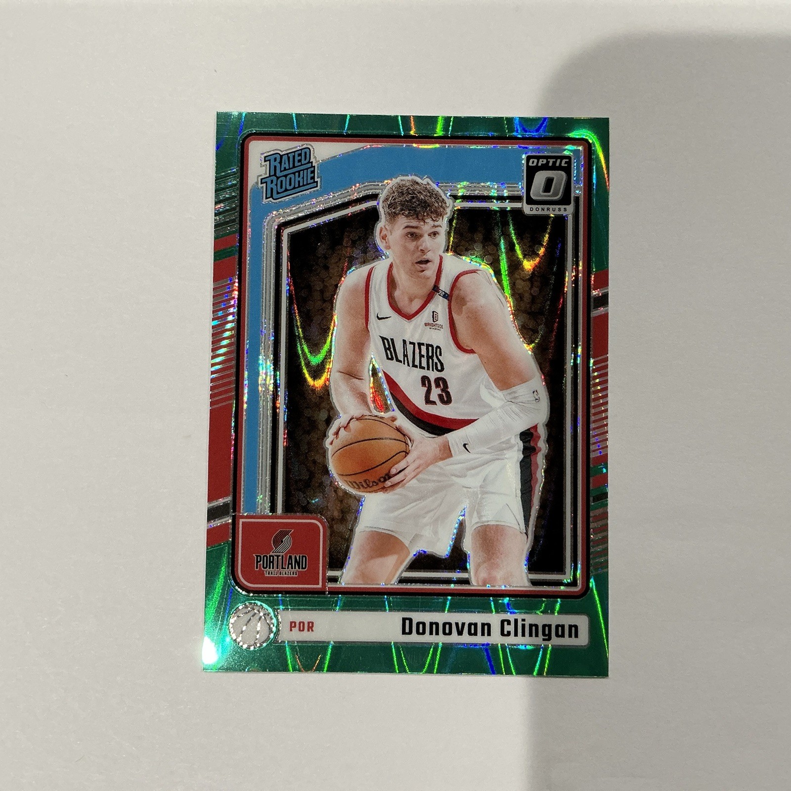 2024-25 Optic Rated Rookie Donovan Clingan Green Shock Prizm No.272 Trailblazers