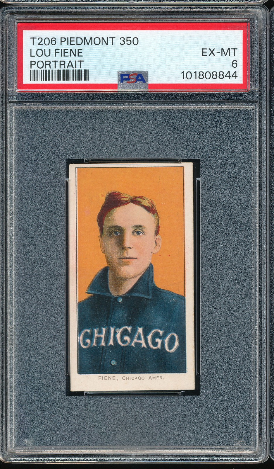 T206 Piedmont 350/30 Lou Fiene (Portrait) PSA 6 - White Sox - POP 43