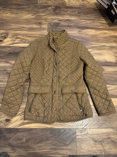 Joules Quilted Padded Long Jacket Coat Size 8 Pockets Riding Work Brown
