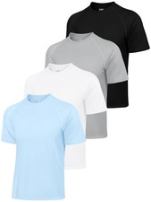 4 Pack Men's Rash Guard Swim Shirts Short Sleeve Sun Protection Fishing Shirt...