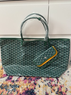 AUTHENTIC GOYARD GM Saint Louis Green tote w/ Wallet Dust bag