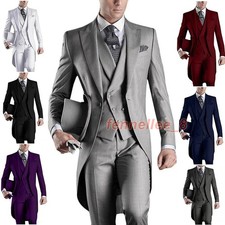 Tailcoat Men Party Prom Groomsmen Suits Wedding Tuxedos Jacket pants vest