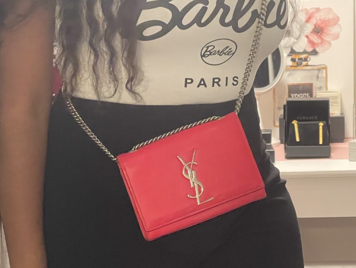Autentica borsa Kate Saint Laurent piccola rosa con sacchetto antipolvere