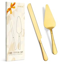 Eisinly Wedding Cake Cutting Set, Cake Knife and Server Set, 2Pcs Gold  Integra