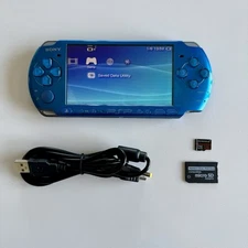 Blue Sony PSP 3000 USA Region With 128GB SD, Charger - Excellent - US Seller