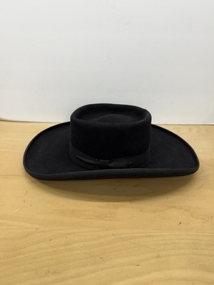 Vintage Beaver Brand 5x Fur Felt Black Cowboy Hat Size 7 Sheepskin sweat band
