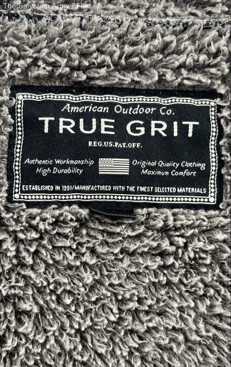 True Grit Mens Gray Houndstooth Sherpa Lined Button Front Jacket Size Medium image 7
