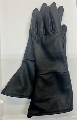 Unisex Black Goatskin Fleece Lined Gauntlet Gloves- Size Large-Made In The USA