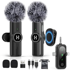 Wireless Lavalier Microphone - 3 in 1 for iOS, Android, Camera - Noise Reduction