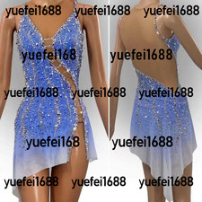 New figure skating dress Y0394--Blue  white