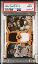 2023 Topps Tribute Dual Relics Fernando Tatís Jr., Manny Machado. /25. PSA 10