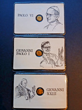 3 Blister di Monetine in Oro 8 k con Giovanni XXIII, Paolo VI e G. Paolo I