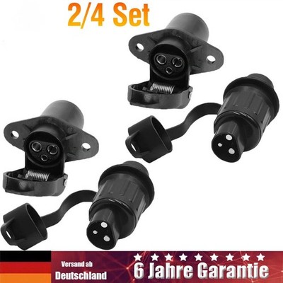 2/4 Set 3 Polig Traktor Stecker Steckdose Wasserdicht Anhänger Adapter 12V 24V`