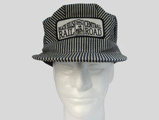 VTG Black Hills Central Railroad 1880 Train Hat Made in USA Hickory Stripe NOS