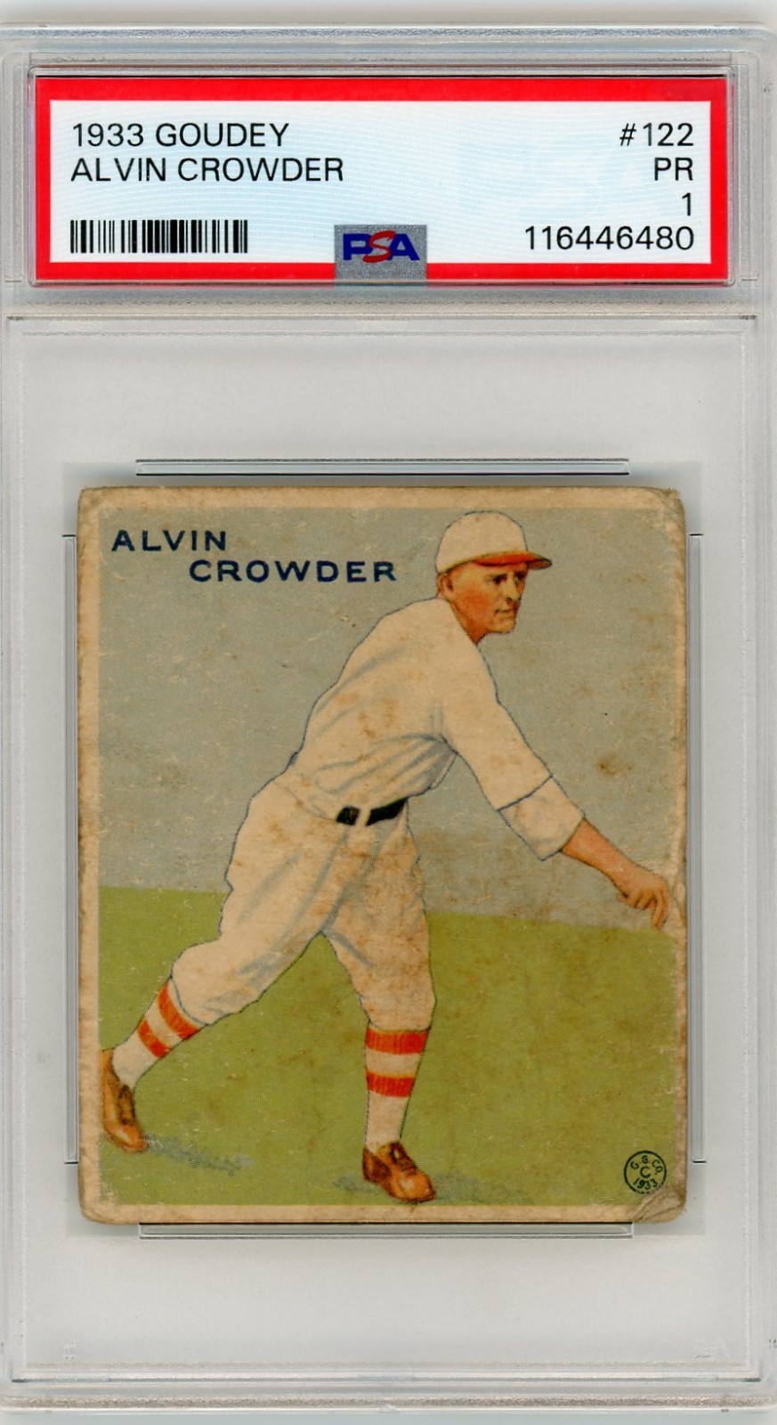 1933 Goudey #122 Alvin Crowder PSA 1