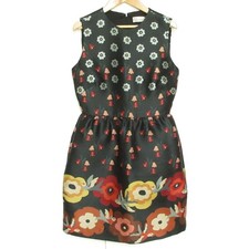 Red Valentino Polyester Flower Sleeveless Dress Size 40 Black Made in Hungary