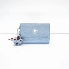 Kipling PIXI Snap Medium Trifold Wallet Polyamide AC3710 Light Dusty Blue NWT 54
