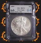 1997 American Eagle Silver Dollar ICG MS70 Austin Hutto Auto Label