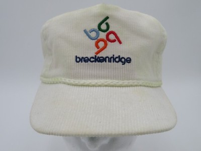 Vintage Imperial Breckenridge Ski Resort Colorado White Corduroy Adjustable Cap