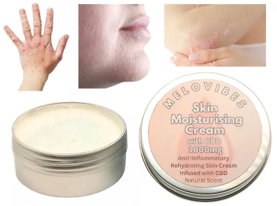 MELOVIBES 1000mg CBD Cream Natural Organic Cream For Dry Damaged Itchy Skin Pain Relief