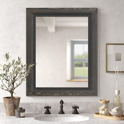 Rustic Wooden Framed Mirror, 32x24 Inch, Farmhouse Decor, Vertical/Horizontal