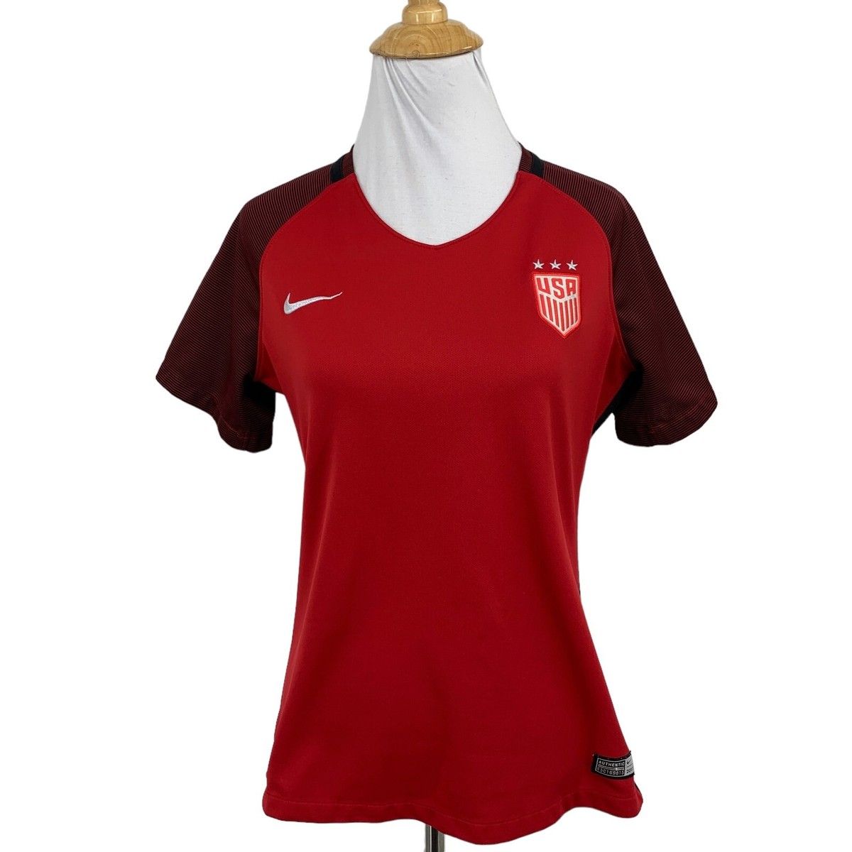 Nike USA Soccer Jersey Womens M Medium Red Black Team Stadium Dri Fit USWNT