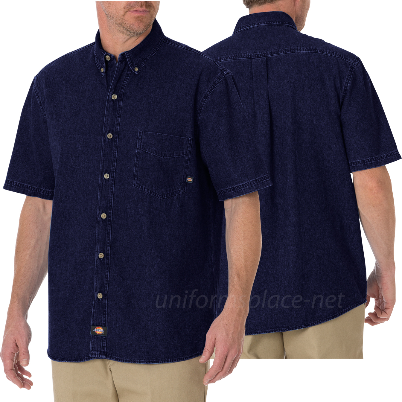 dickies short sleeve denim shirt