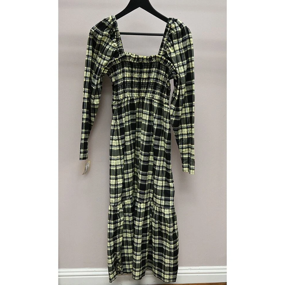 Ganni | Seersucker Plaid Midi Dress | Size 34 / Approx. US 2 - Image 2 of 4