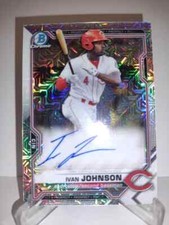 2021 Bowman Chrome Prospects Ivan Johnson Refractor OnCard AUTO Cincinnati Reds 