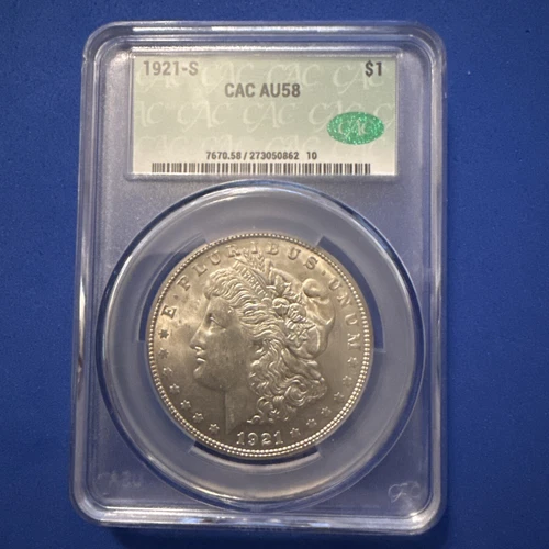 1921-S $1 Morgan Silver Dollar CAC AU58
