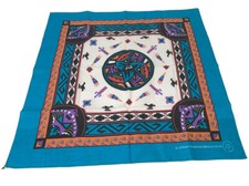 Vintage Hav A Hank Bandana Made In USA Tribal Southwest Teal Purple
